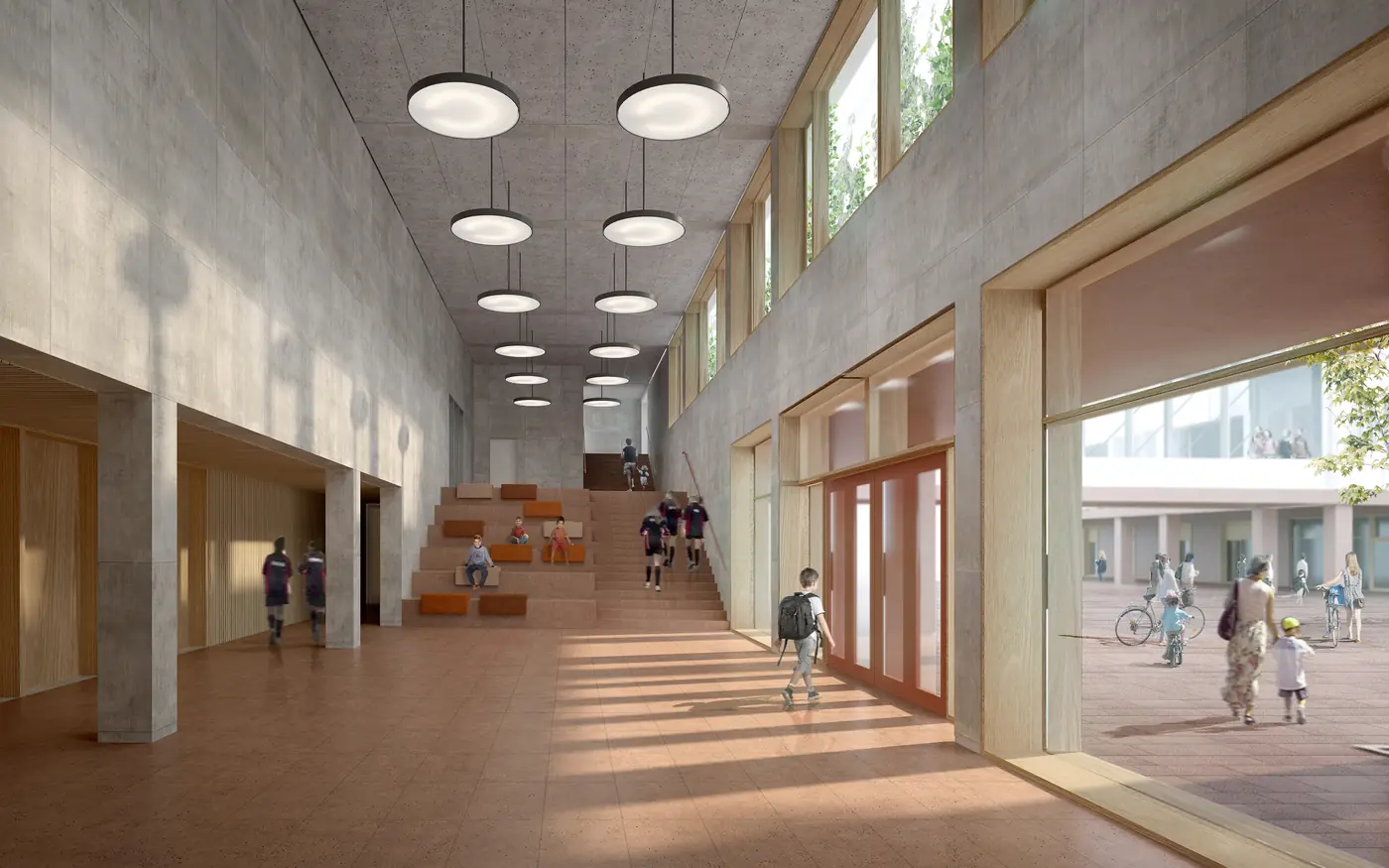 Visualisierung des Foyers mit Sitzstufen